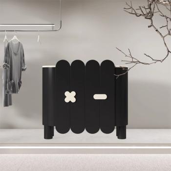 Preview: Muxing Kassentheke für Bekleidungsgeschäft, Kassentheke für Beautysalon, Empfangstheke, Rezeptionstheke, Gewerbetheke, Schwarze Theke