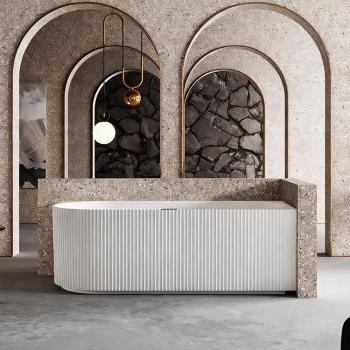 Preview: Muxing Badewanne, Acryl-Badewanne, freistehende Badewanne, Gestreifte Badewanne, LED-Badewanne