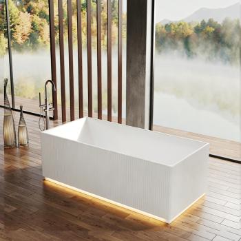 Muxing Badewanne, Acryl-Badewanne, freistehende Badewanne, eckige Badewanne, eckige Streifen-Badewanne, LED-Badewanne