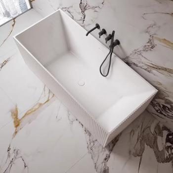 Muxing Badewanne, Acryl-Badewanne, freistehende Badewanne, eckige Badewanne, eckige Streifen-Badewanne, LED-Badewanne