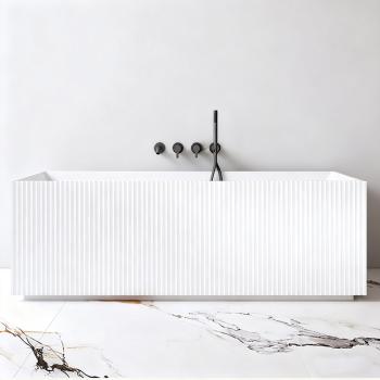 Preview: Muxing Badewanne, Acryl-Badewanne, freistehende Badewanne, eckige Badewanne, eckige Streifen-Badewanne, LED-Badewanne