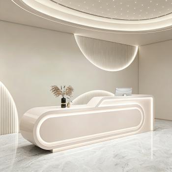 Preview: Muxing Bartheke, Theke, Empfangstheke, Geometrische Bartheke, Theke für Bekleidungsgeschäft, Bartheke für Schönheitskliniken