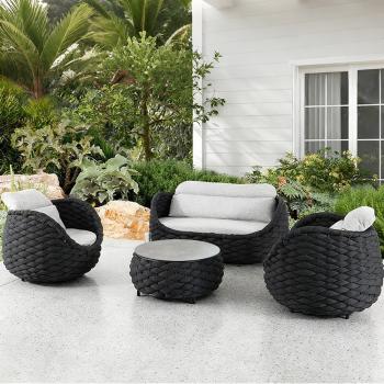 Preview: Muxing Outdoor-Sofa-Set – mit Couchtisch, 2 Dreisitzern & 2 Einzelsesseln, wetter- und sonnenschutzbeständig, ideal für Garten, Terrasse und Balkon