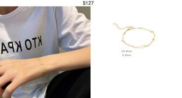 Großhandel B2B Koreanisches Vintage Perlenarmband S127 Gold Metallarmband