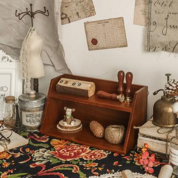 Großhandel B2B Vintage Schreibtisch Staukasten hölzerne Lagerung Kabinett schräg zwei Ebenen MS-9067
