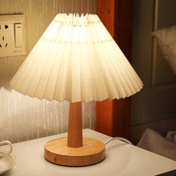360Home Nachttischlampe Vintage Schlafzimmer Wohnzimmer Plissee Lampe Nachtlicht