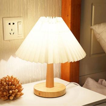360Home Nachttischlampe Vintage Schlafzimmer Wohnzimmer Plissee Lampe Nachtlicht