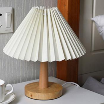 360Home Nachttischlampe Vintage Schlafzimmer Wohnzimmer Plissee Lampe Nachtlicht