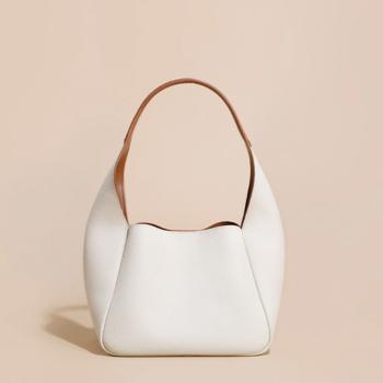 Großhandel B2B Echtes Leder Beuteltasche Korb Damenhandtasche Tragetasche Weiß