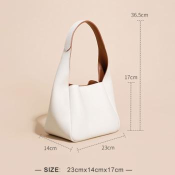 Großhandel B2B Echtes Leder Beuteltasche Korb Damenhandtasche Tragetasche Weiß