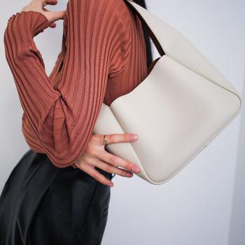 Großhandel B2B Echtes Leder Beuteltasche Korb Damenhandtasche Tragetasche Weiß