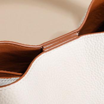 Großhandel B2B Echtes Leder Beuteltasche Korb Damenhandtasche Tragetasche Weiß