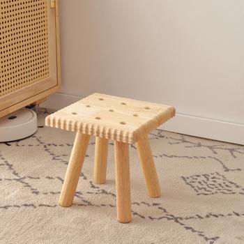 MuXing Kinderhocker, Schuhbank, Sofa Hocker, Beistellhocker, Fußhocker, Sitzhocker – Ideal für Wohnzimmer, Flur & Kinderzimmer Holzfarbe 24cm /BGD24/