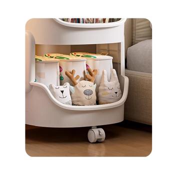 MuXing Kinderregal Regal Standregale Spielzeugregal Rollregal Aufbewahrungswagen Kindernachttisch Snackregal 3 Ebenen Weiß【QJ-7106-z】