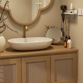 MuXing Waschbecken, Waschtisch mit Aufsatzbecken, Badezimmermöbel, Wandhängender Badschrank, Maßgeschneidertes Waschtisch Braun L120xB55xH45cm /KFSC120/