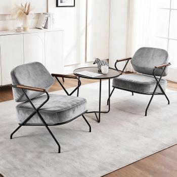 MuXing Einzelstuhl für Wohnzimmer, Lazy Chair, Loungesessel, Relaxstuhl, Komfortabler Sessel, Lesesessel, Stuhl Grau L73*B68*H83cm【ZH-8156】