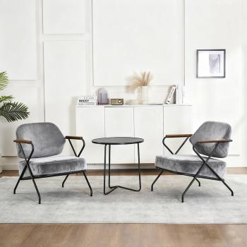 MuXing Einzelstuhl für Wohnzimmer, Lazy Chair, Loungesessel, Relaxstuhl, Komfortabler Sessel, Lesesessel, Stuhl Grau L73*B68*H83cm【ZH-8156】