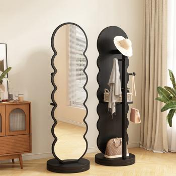 Muing Ganzkörperspiegel Drehspiegel  Standspiegel Kleiderständer Schlafzimmerspiegel  Wellenspiegel für Zuhause
