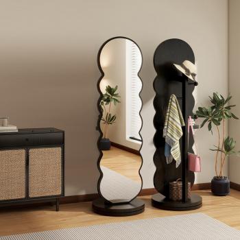 Muing Ganzkörperspiegel Drehspiegel  Standspiegel Kleiderständer Schlafzimmerspiegel  Wellenspiegel für Zuhause