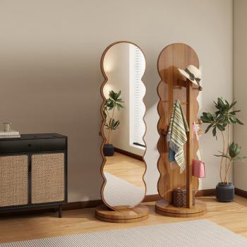 Muing Ganzkörperspiegel Drehspiegel  Standspiegel Kleiderständer Schlafzimmerspiegel  Wellenspiegel für Zuhause