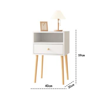 Preview: Muxing Nachttisch Nachtschränkchenzwei Ebenen Aufbewahrungsschrank  Kleiner Nachttisch mit Schublade weiß 40*30*59cm 【CTG31XCX】