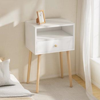 Preview: Muxing Nachttisch Nachtschränkchenzwei Ebenen Aufbewahrungsschrank  Kleiner Nachttisch mit Schublade weiß 40*30*59cm 【CTG31XCX】