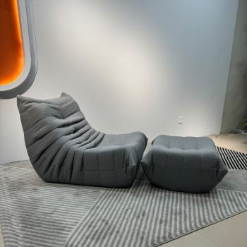 Preview: Muxing Relax Einzel Sofa Sessel Chillsessel mit Hocker Grau