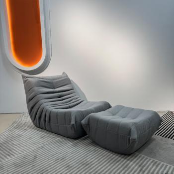 Muxing Relax Einzel Sofa Sessel Chillsessel mit Hocker Grau