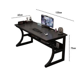 Preview: Muxing Schwarzer Schreibtisch aus Stahl, 120x60x75 cm, mit Kabelmanagement und zweistufiger Ablage /HTXWH/