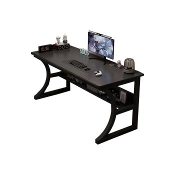 Muxing Schwarzer Schreibtisch aus Stahl, 120x60x75 cm, mit Kabelmanagement und zweistufiger Ablage /HTXWH/