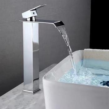 Preview: Muxing Waschtischarmatur Hoch Wasserfall Wasserhahn Wasserhahn Bad  Einhebelmischer Waschtischarmatur 304 Edelstahl Chorm