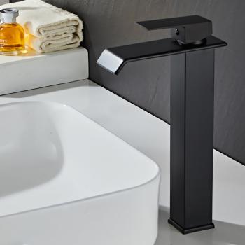 Preview: Muxing Waschtischarmatur Hoch Wasserfall Wasserhahn Wasserhahn Bad  Einhebelmischer Waschtischarmatur 304 Edelstahl Chorm