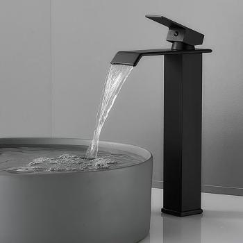 Preview: Muxing Waschtischarmatur Hoch Wasserfall Wasserhahn Wasserhahn Bad  Einhebelmischer Waschtischarmatur 304 Edelstahl Chorm