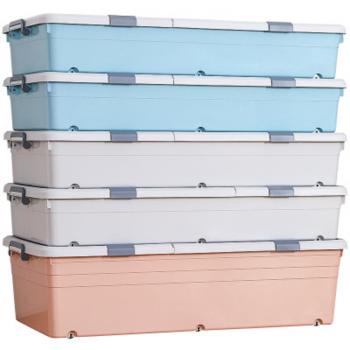 Bed Storage Box Stackable Storage Box Lockable Narrow Rolling Feet