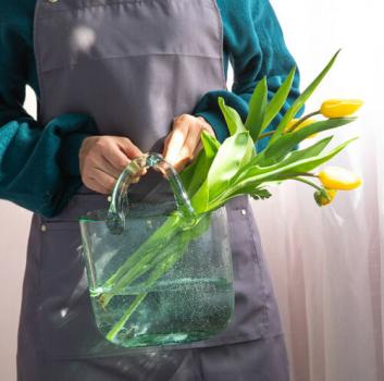Muxing Glas Blumenvase Handtasche geformt klar Vase Aquarium