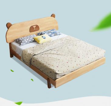 Großhandel B2B MASSIV Holz ruhiges schlichtes Holz bett inklusive Nachttisch 150*200cm