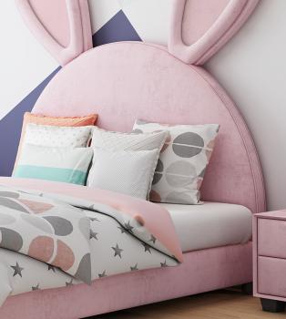 Großhandel B2B  Mädchen Jugendbett Kinderbett Mädchenbett Rosa Romantic Kinderzimmer Hase