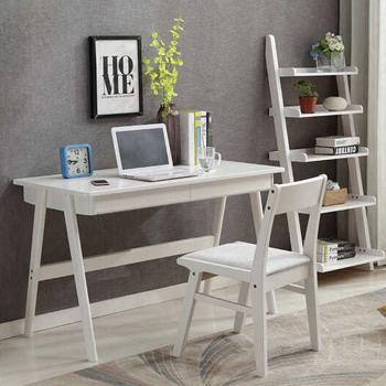 Muxing Tisch Computertisch PC Tisch Schreibtisch Bürotisch Lernschreibtisch Weiß/Holzfarbe