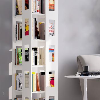 Muxing Regal Drehbares Bücherregal Lagerregal Weiß
