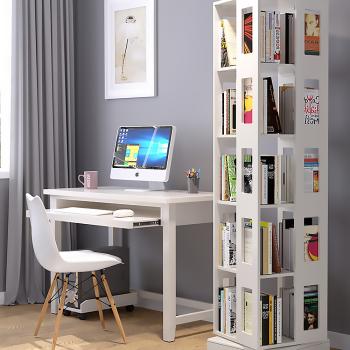 Muxing Regal Drehbares Bücherregal Lagerregal Weiß