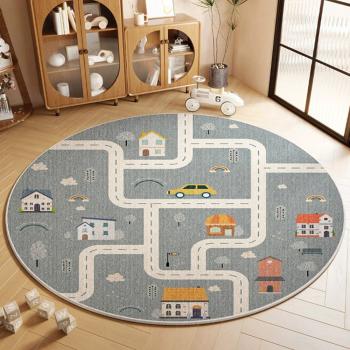 360Home KinderteppichRunder Teppich Cartoon-Design ideal für die Kinderzimmerdekoration und als Krabbelmatte