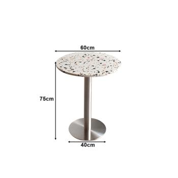 Muxing Restauranttisch, runder Terrazzotisch, runder Tisch für Dessertläden, Tisch für Milchteeläden, kleiner Tisch für Cafés 60 x 75cm【XYZBX56543】