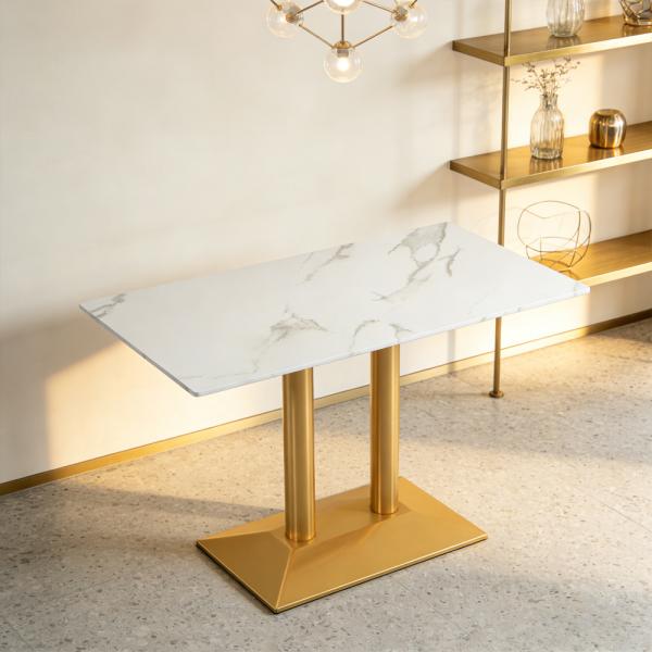 Muxing Gastronomiemöbel Esszimmertisch Esstisch Küchentisch für Esszimmer Wohnzimmer tisch Bistrotisch Sinterstein weißgold2 HMJT /YBBMJT/