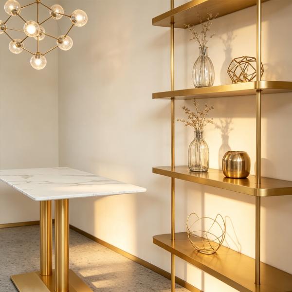 Muxing Gastronomiemöbel Esszimmertisch Esstisch Küchentisch für Esszimmer Wohnzimmer tisch Bistrotisch Sinterstein weißgold2 HMJT /YBBMJT/