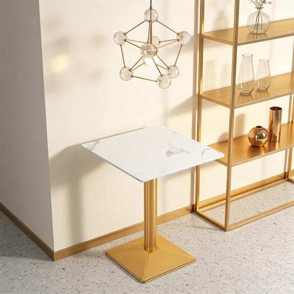 Muxing Gastronomiemöbel Esszimmertisch Esstisch Küchentisch für Esszimmer Wohnzimmer tisch Bistrotisch Sinterstein weißgold2 HMJT /YBBMJT/
