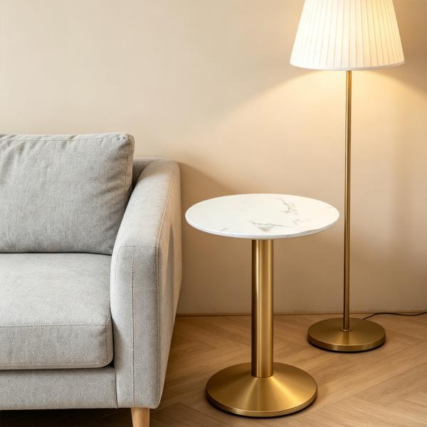 Muxing Gastronomiemöbel Esszimmertisch Esstisch Küchentisch für Esszimmer Wohnzimmer tisch Bistrotisch Sinterstein weißgold2 HMJT /YBBMJT/