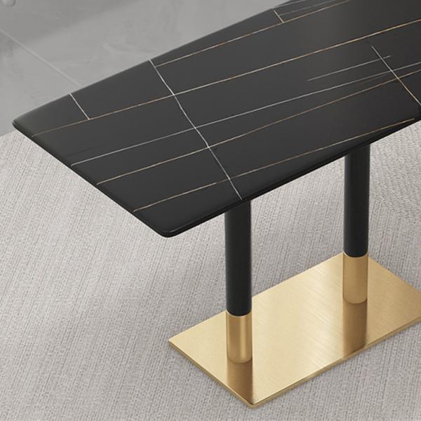 Muxing Gastronomiemöbel Esszimmertisch Esstisch Küchentisch für Esszimmer Wohnzimmer tisch Keramik Bistrotisch schwarzgold1