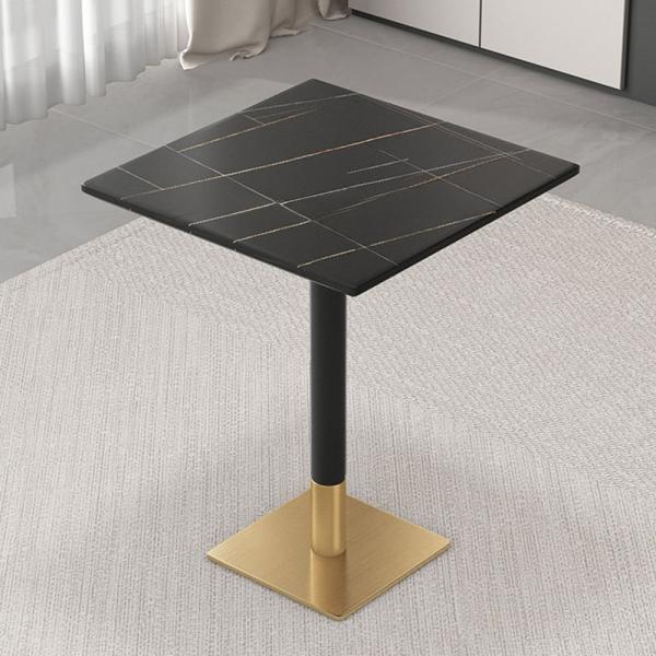 Muxing Gastronomiemöbel Esszimmertisch Esstisch Küchentisch für Esszimmer Wohnzimmer tisch Keramik Bistrotisch schwarzgold1