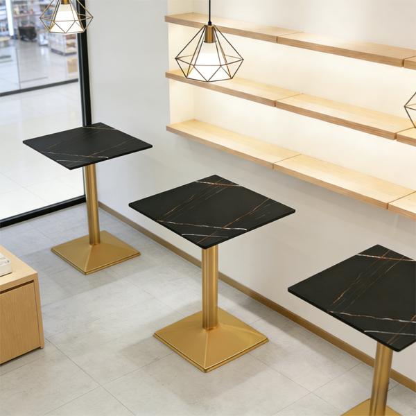Muxing Gastronomiemöbel Esszimmertisch Esstisch Küchentisch für Esszimmer Wohnzimmer tisch Bistrotisch Sinterstein schwarzgold