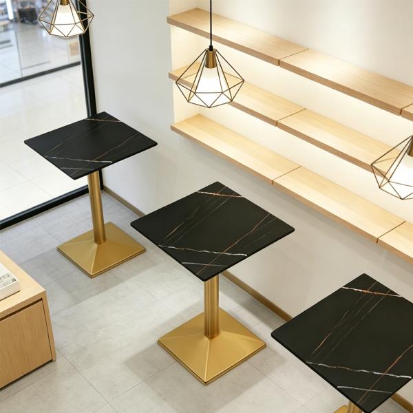 Muxing Gastronomiemöbel Esszimmertisch Esstisch Küchentisch für Esszimmer Wohnzimmer tisch Bistrotisch Sinterstein schwarzgold